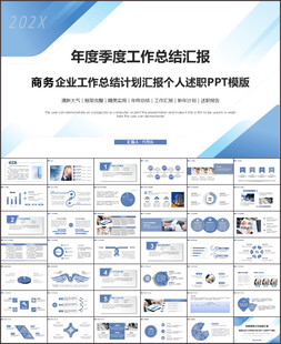 蓝色季度工作总结汇报PPT模板