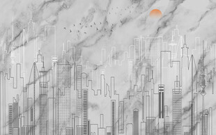 抽象城市规划黑白背景墙