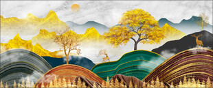 中式意境山水床头画