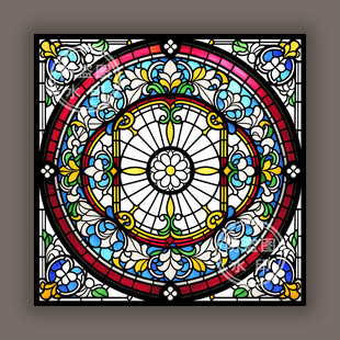 蒂凡尼教堂彩晶玻璃艺术贴膜图案