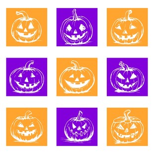 万圣节卡通可爱南瓜灯表情包元素