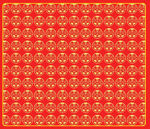 国潮红双喜纹图印