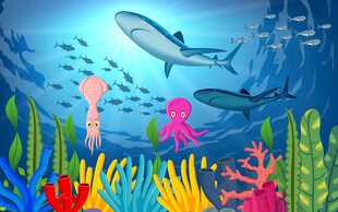 海底世界植物背景墙