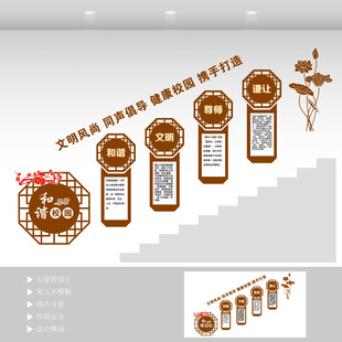 和谐校园校园楼梯文化墙