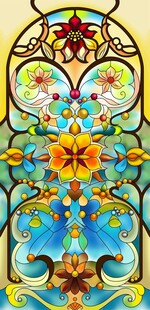 高清分层手绘教堂玻璃打印图