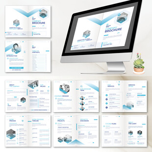 蓝色简约画册ID设计模板