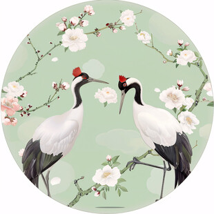 新中式-装饰画-禅意精致花鸟仙鹤图案挂画组合3d模型下载_模型