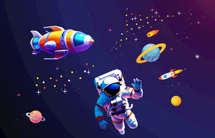 卡通星空宇航员背景