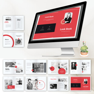 红色简约画册ID设计模板