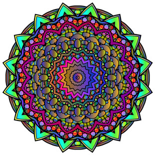 圆形几何炫彩花纹图案