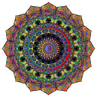 炫彩渐变花纹圆形图案