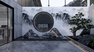 中式背景墙效果图