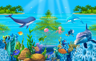 卡通海底海洋世界背景