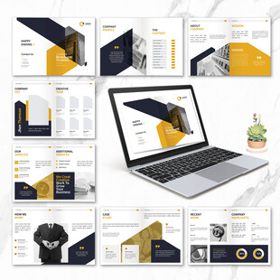 黄色产品画册word设计模板