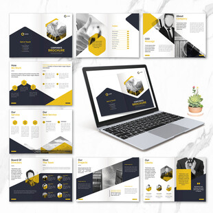 黄色物流画册word设计模板