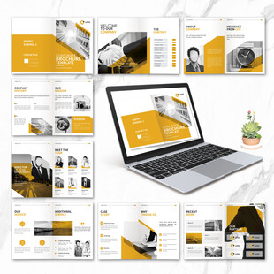 黄色宣传画册word设计模板