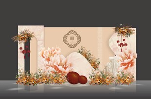 香槟色婚礼迎宾区合影效果图