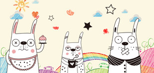 工装店装卡通猫背景墙