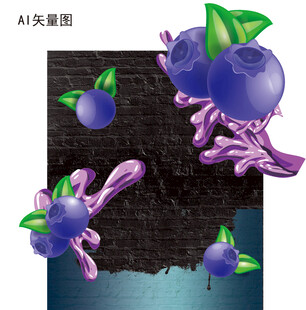 蓝莓矢量图背景图