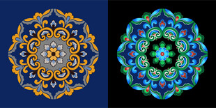 敦煌莫高窟图案团花如意纹宝相花