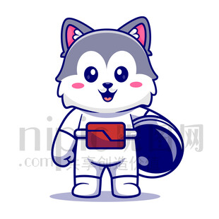 可爱卡通动物宇航员大灰狼