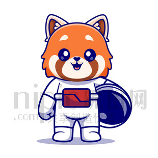 可爱卡通动物宇航员小熊猫
