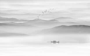 黑白水墨山水画