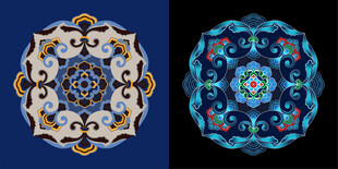 敦煌莫高窟团花宝相花桃形瓣藻井