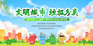 环保文明城市垃圾分类展板
