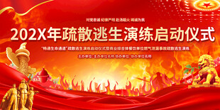 消防疏散逃生演练启动仪式展板