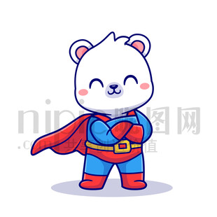 可爱卡通超人北极熊