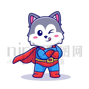 可爱卡通超人大灰狼
