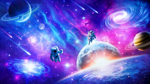 梦幻极光宇宙星球流星外太空背景