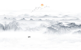 意境水墨山水画