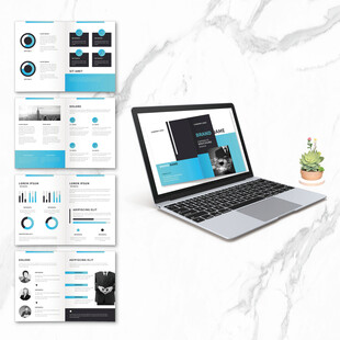 蓝色素雅画册word设计模板