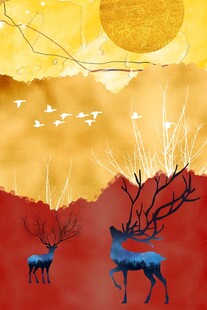 抽象麋鹿画