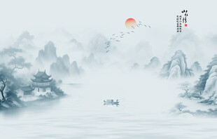 水墨禅意山水画