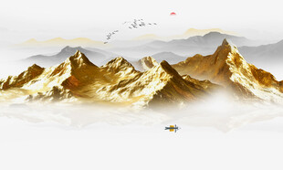 金箔山水画背景墙