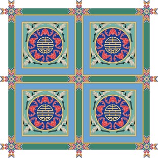 万寿寺御碑亭五福抱寿天花彩绘