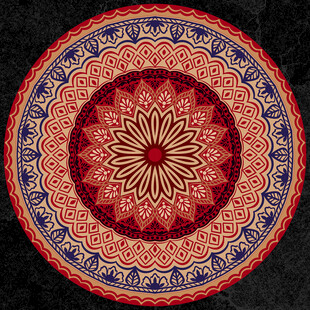 圆形中式古典花纹地毯图案设计