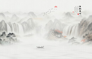 新中式山水背景墙