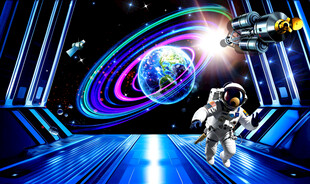 宇宙星球太空宇航员银河星空背景