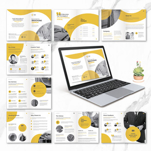 黄色创意画册word设计模板