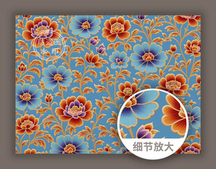 五彩中式古典花纹底纹图案