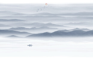 远山近水水墨风景画