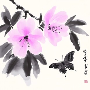 蝶恋花水墨画素材-蝶恋花水墨画图片-蝶恋花水墨画设计模板-昵图网