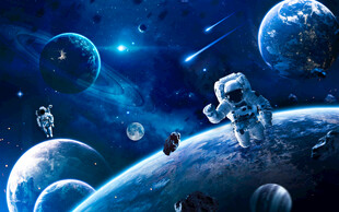 宇宙太空宇航员星球银河陨石背景