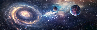 旋涡巨幅蓝色星空长图