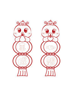 蛇卡通图片线稿手绘心想事成