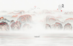 工笔国画山水壁画